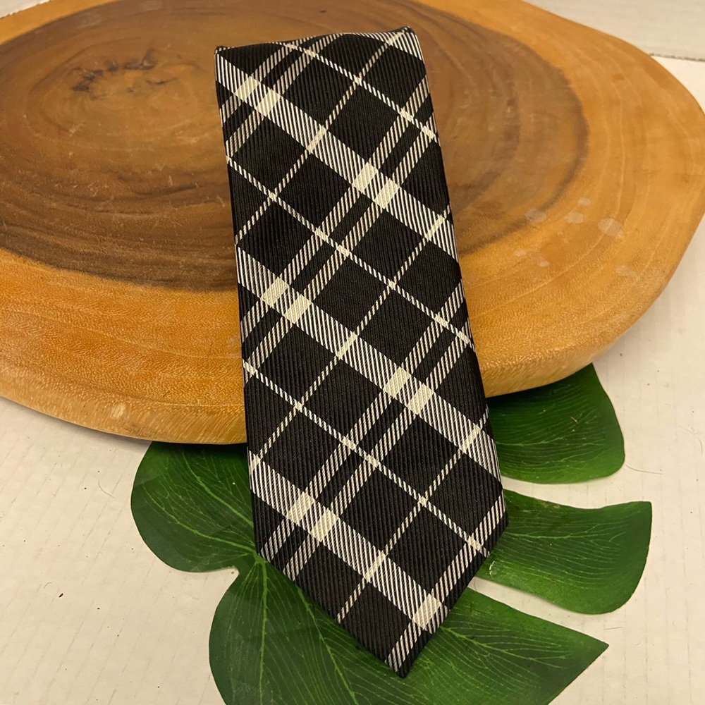 Merona Mens Black plaid Tie
